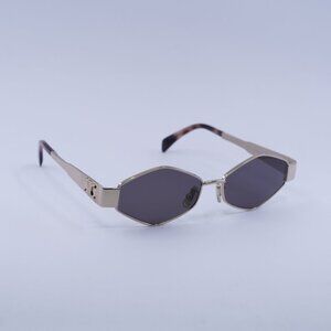 Celine CL40254U 28A Sunglasses Gold Geometric Frame, Smoke Lenses
